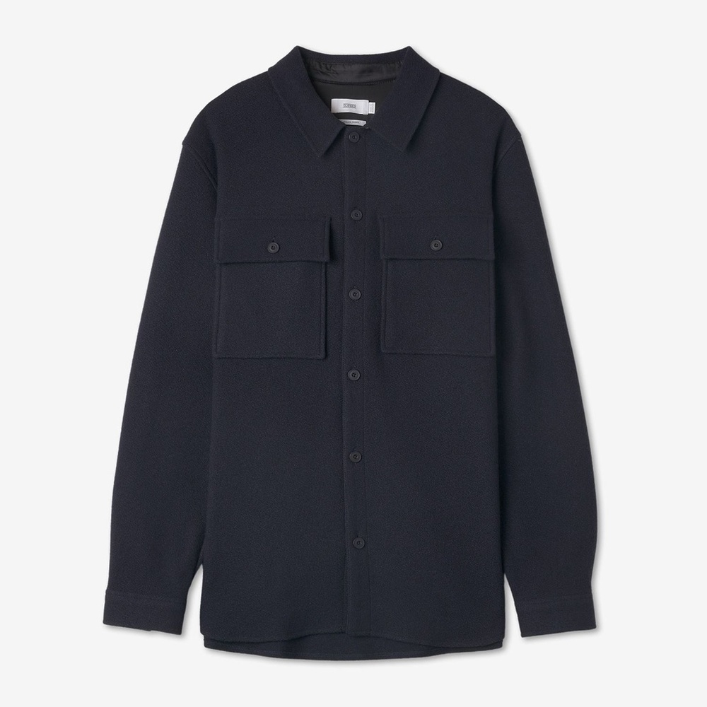 Closed Navy Blue Italian Fabric Wool Blend Overshirt Shirt Jacket Mens